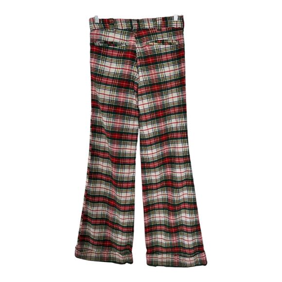Vintage Handmade Red, Green Plaid high rise wide leg cuffed pants size medium - Picture 7 of 16